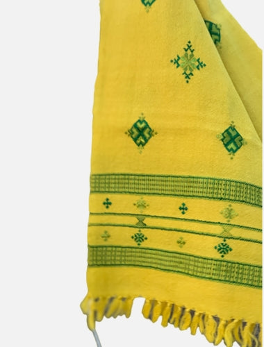 Sunshine Yellow Soof Embroidered Merino Wool Stole