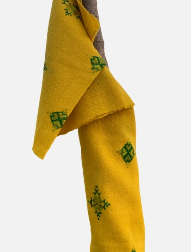 Sunshine Yellow Soof Embroidered Merino Wool Stole