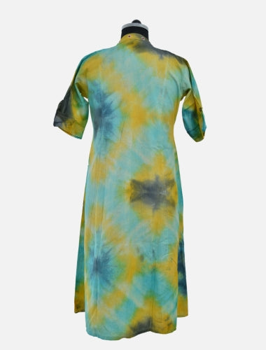 Sunshine Hues: Yellow and Green Tie and Dye Kurti