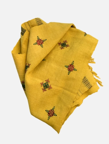 Golden Yellow Soof Embroidered Merino Wool Stole