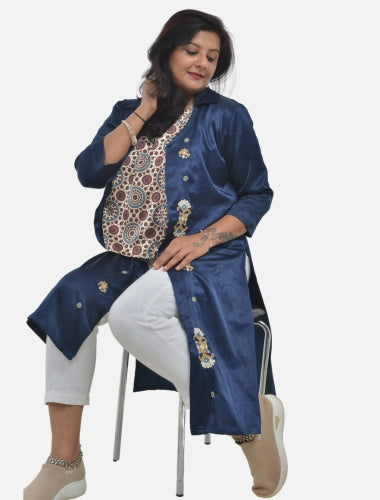 Traditional Blue Mashroo Jacket - Collared pattern 2