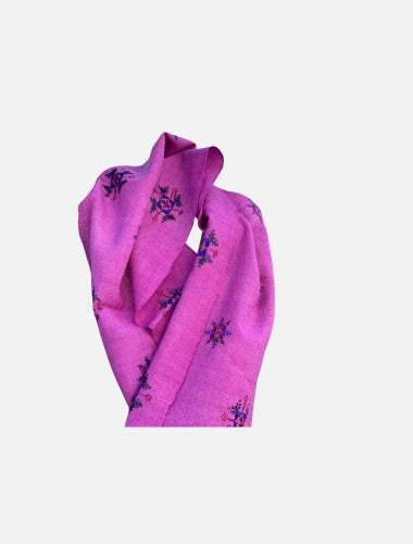 Lilac Soof Embroidered Merino Wool Stole