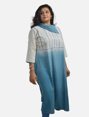 Sky's Serenade: Sky Blue Ombre Kurti