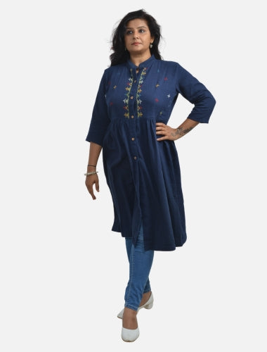 Indigo Elegance: Blue Kala Cotton Shrug