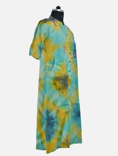 Sunshine Hues: Yellow and Green Tie and Dye Kurti