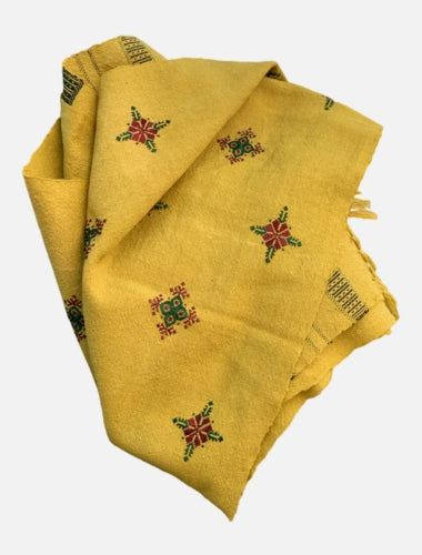 Golden Yellow Soof Embroidered Merino Wool Stole