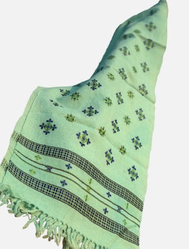 Forest Green Soof Embroidery Merino Wool Stole