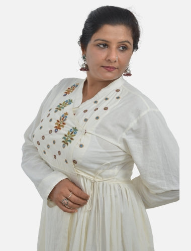 Ivory/white Elegance Kediya  style kurti with side Drawstring