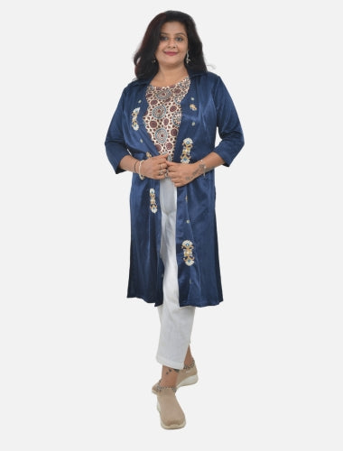 Traditional Blue Mashroo Jacket - Collared pattern 2