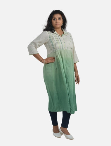 Sea Breeze Ombre: Sea Green Ombre Kurti