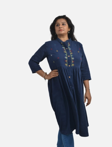 Indigo Elegance: Blue Kala Cotton Shrug