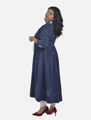 Indigo Traditional Kediya with side Drawstring