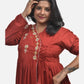 Maroon Ethnic Kediya  style kurti  with side Drawstring