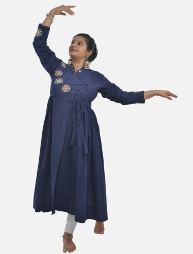 Indigo Traditional Kediya with side Drawstring