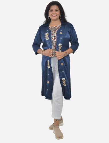 Traditional Blue Mashroo Jacket - Collared pattern 2