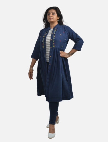 Indigo Elegance: Blue Kala Cotton Shrug