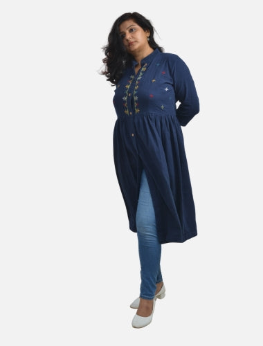 Indigo Elegance: Blue Kala Cotton Shrug